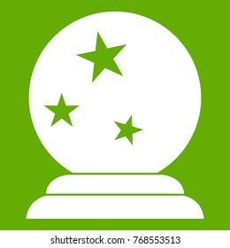 Magic ball icon white isolated on green background. Vector illustration