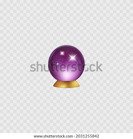 Magic Ball. Isolater realistic 3D icon. Crystal magic circle. Predict future. Vector