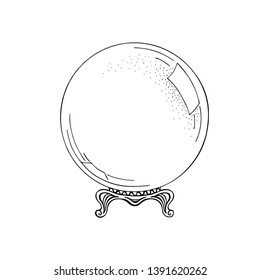 Magic ball logo. Hand drawn sketch. Vector illustration