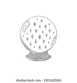Magic ball logo. Hand drawn sketch. Vector illustration