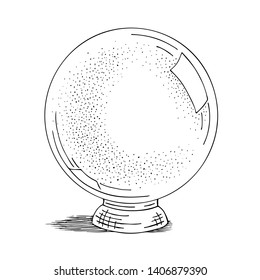 Magic ball logo. Hand drawn sketch. Vector illustration