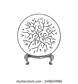 Magic ball logo. Hand drawn sketch. Vector illustration