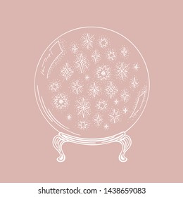 Magic ball logo sketch. Hand drawn natural crystal. Vector illustration