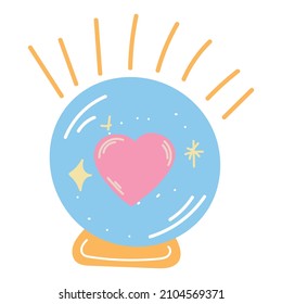 Magic ball for lovers. Doodle for valentine's day in retro style. Isolated vector set. Poster, postcard, banner design. Graphic background. Simple illustration. Vector icon.