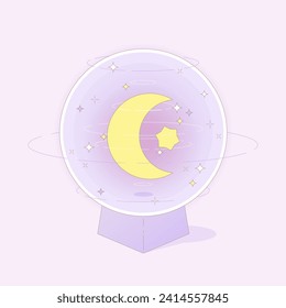 magic ball with moon, vector illustration