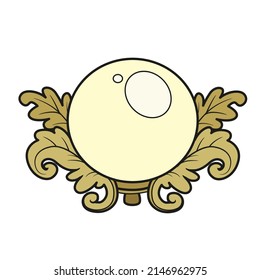 Balón mágica en un soporte en forma de variación de color de hojas de roble para la página de colorear sobre fondo blanco 