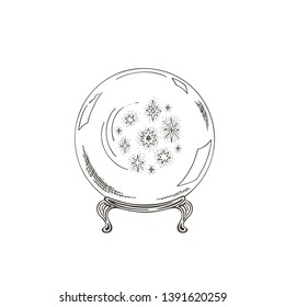 Magic ball sketch. Ink hand drawn vector illustration