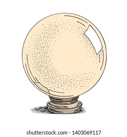 Magic ball sketch. Ink hand drawn vector illustration