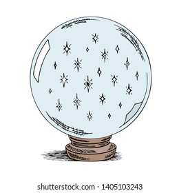 Magic ball sketch. Ink hand drawn vector illustration