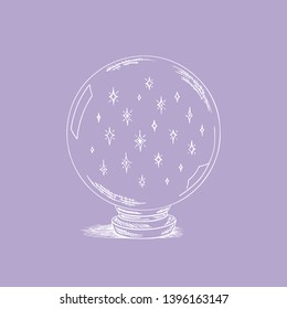 Magic ball sketch star. Hand drawn natural crystal vector illustration