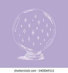 Magic ball sketch star. Hand drawn natural crystal vector illustration