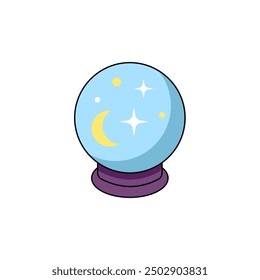 A magic ball with stars and the moon. Illustration for the Halloween holiday