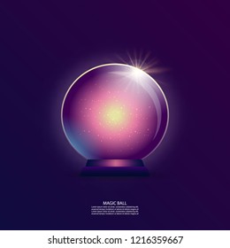 Magic ball with stars and sparkle. Vector Illustration