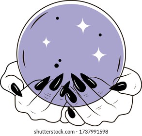 Magic ball vactor illustration in pale lilac color