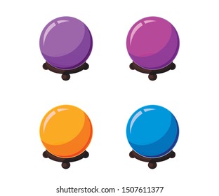 Magic balls on a stand. Halloween witch crystal ball. Vector illustration.    