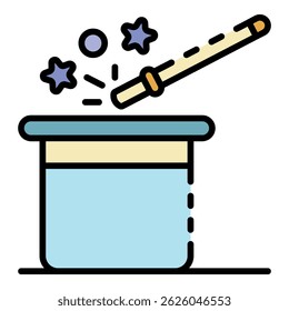 Magic band hat icon. Outline magic band hat vector icon color flat isolated