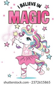 magic believe rainbow unicorn girl