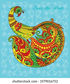 Magic bird on a beautiful flower. Background, illustration