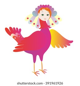 Magic bird Sirin. Vector illustration.