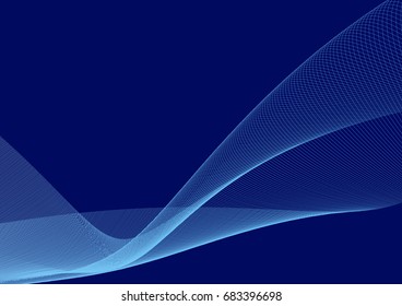 Magic, bizarre conglomeration of bright light blue lines on dark blue background, which resemble outer glow 
