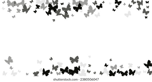 Magic black butterflies abstract vector wallpaper. Spring funny insects. Wild butterflies abstract baby background. Sensitive wings moths patten. Garden creatures.