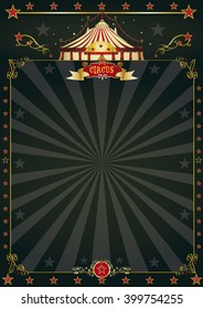 Magic black circus.A beautiful black circus poster with sunbeams for your entertainment