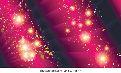 Magic black pink, with gold particles, abstract wallpaper. An excellent background for designing pages on social networks, posters, presentations, outdoor advertising and your other projects. Vector.