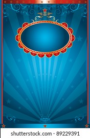 Magic blue . An abstract background with floral ornaments and a large placard for your message.