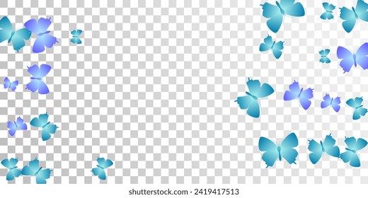 Magic blue butterflies isolated vector background. Spring beautiful moths. Wild butterflies isolated kids illustration. Delicate wings insects patten. Garden creatures.