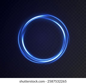 Magic blue circular line glow light effect, vector graphics.