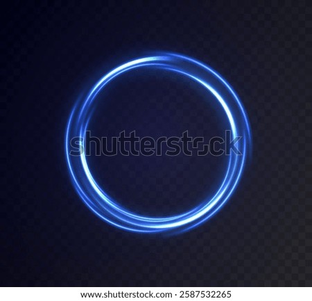 Magic blue circular line glow light effect, vector graphics.
