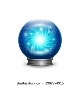 Magic blue crystal ball with lights