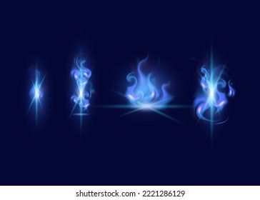 Estilo de fantasía de fuego azul mágico