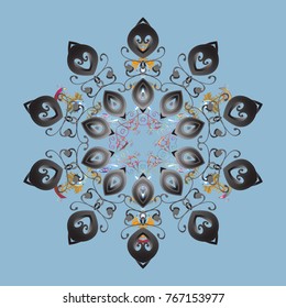 Magic blue, gray and brown holiday abstract background with star and falling snowflakes. Christmas blue, gray and browns. Vector illustration.