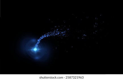 Magic blue shimmering bright comet effect for web design and fabulous user interface. Bright Twirl. Vector	