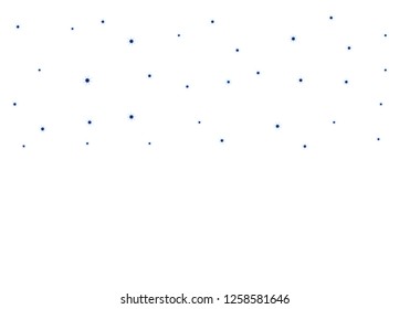 Magic blue snowflakes vector design. Flying and falling starry snowballs abstract background. Holiday stars confetti original illustration. Doodle colorful snowflakes banner. Winter stars backdrop