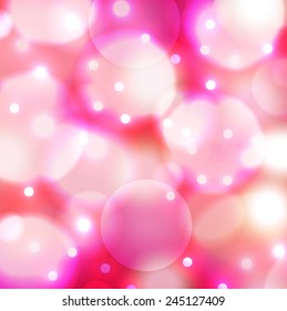 Magic  blurred red background with bokeh lights snowfall. Perfect template for posters, websites, magazines, brochures, catalogs