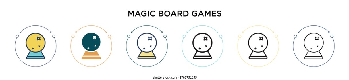 Magic board games icon in filled, thin line, outline and stroke style. Vector illustration of two colored and black magic board games vector icons designs can be used for mobile, ui, web