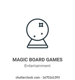 Icono de vector de contorno de juegos de mesa mágica. Icono de juegos de mesa mágica en línea delgada, ilustración de elemento simple vector plano del concepto de entretenimiento editable trazo aislado en fondo blanco