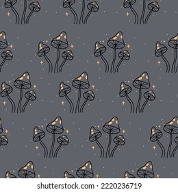 Magic boho esoteric witchcraft mushroom seamless pattern abstract design element concept illustration