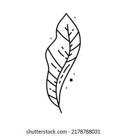 Magic boho feather symbol. Gypsy sacred element and sign in modern boho style. Golden minimal line art.