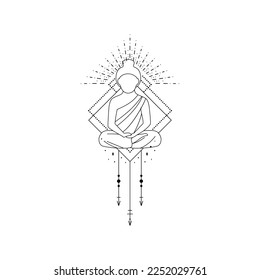 Magic Boho vector illustration on white background. Mystery design elements. Tattoo and logo templates.
