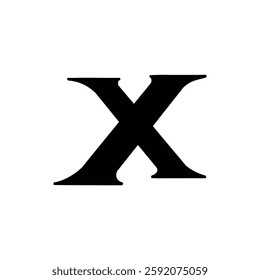 Magic Bold letter x of latin english language. Black font symbol in hand drawn doodle style. Vector illustration isolated on white background. For presentation, logo, branding, font, education.