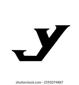 Magic Bold letter y of latin english language. Black font symbol in hand drawn doodle style. Vector illustration isolated on white background. For presentation, logo, branding, font, education.