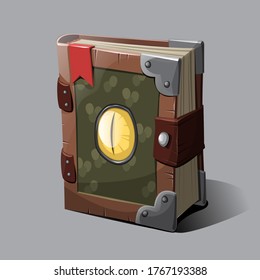 Magic Book With A Dragon Eye. Vector Fantasy Object Design.