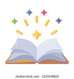 A magic book flat vector