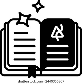 Magic Book glyph and line vector illustration