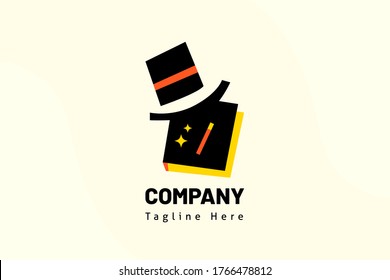 magic book guide illustration template education logo for school, e-learning, class online, class, club study, study, library, learning.