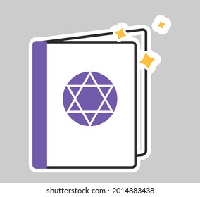 magic book halloween sticker. Vector illustration