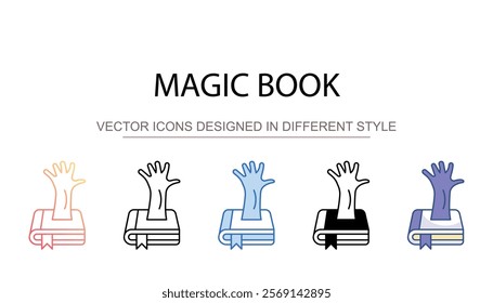 Magic Book icon design with white background stock illustration